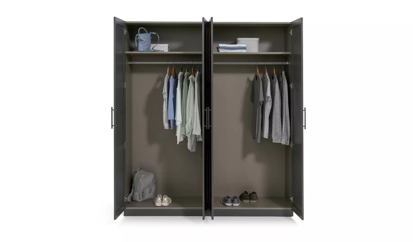 Assembled Habitat Munich Panelled 4 Door Wardrobe - Anthracite
